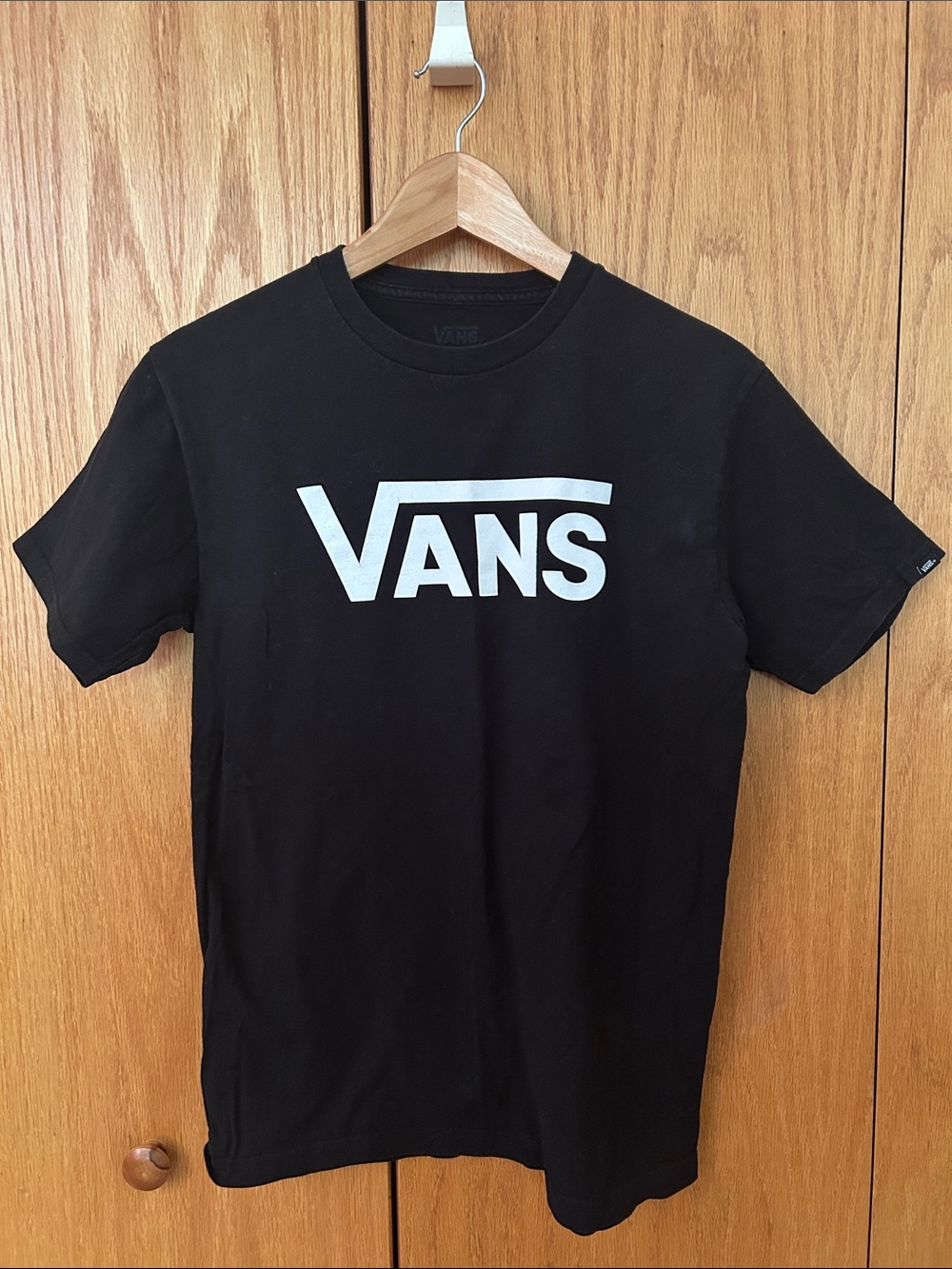 Vans Classic Fit Black Tee with White Logo